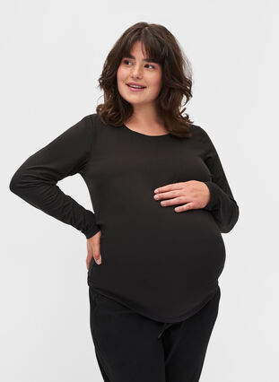 Basisbluse til gravide med lange ermer, Black, Model image number 0