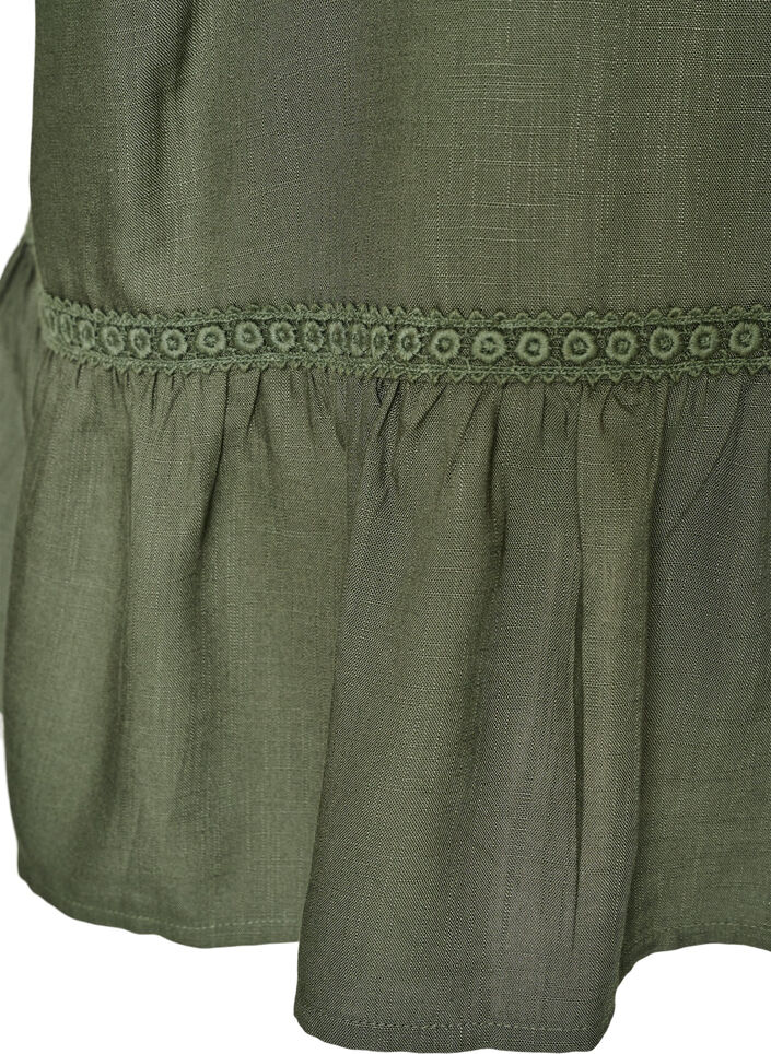 Viskose tunika med knapper og fold med volanger, Gr&oslash;nn, Packshot image number 3