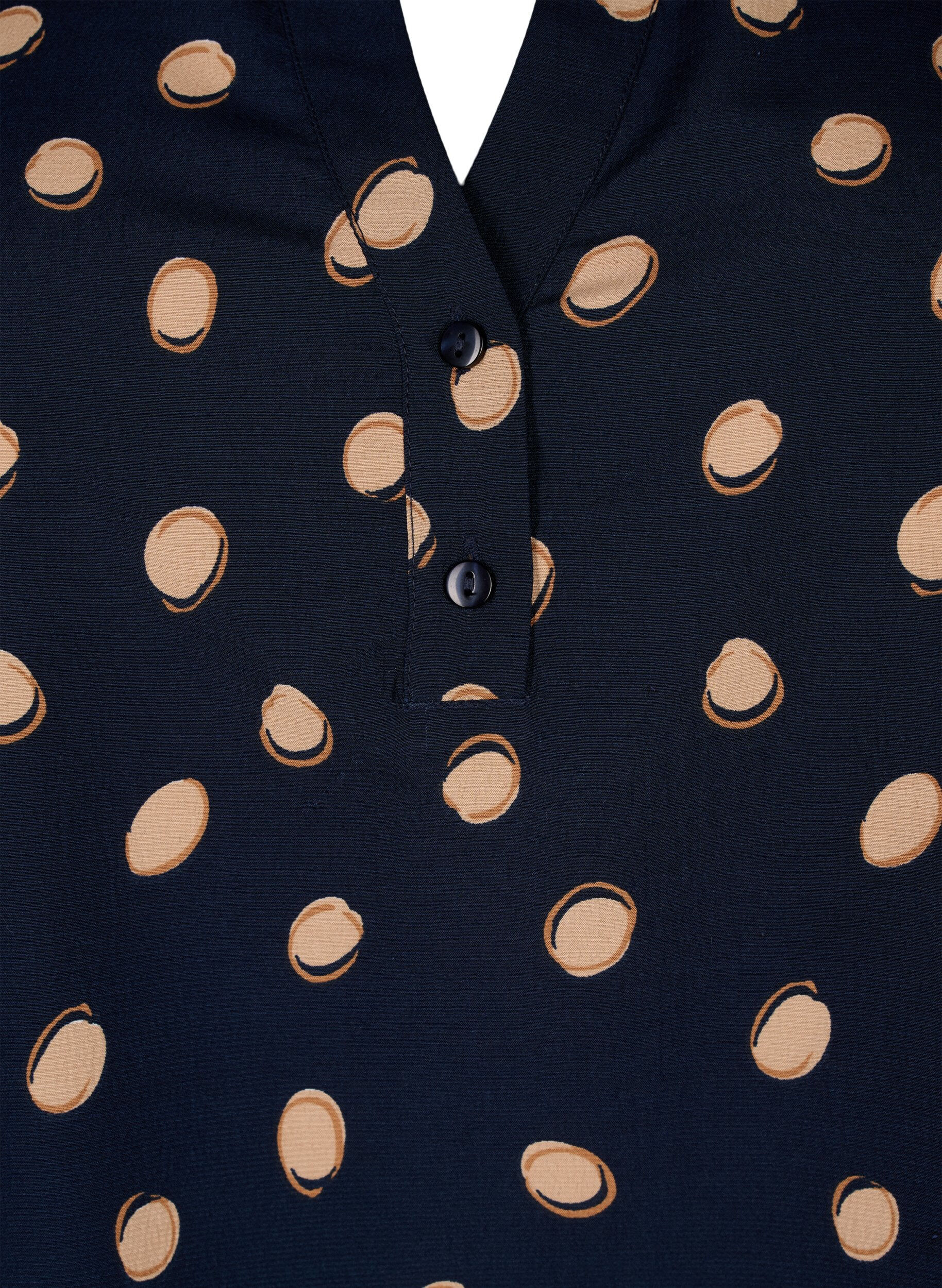 Zizzi FLASH - bluse med lange ermer og trykk, Blue Double Dot, Packshot image number 2