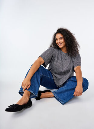 Zizzi Oversize bluse med mønster, Blå, Image image number 0