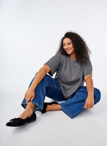 Zizzi Oversize bluse med mønster, Blå, Image image number 0