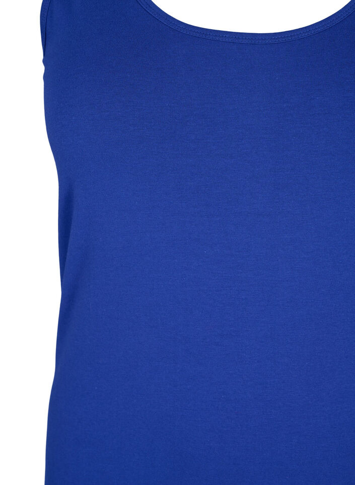 Ensfarget basic topp i bomull, Bl&aring;, Packshot image number 2