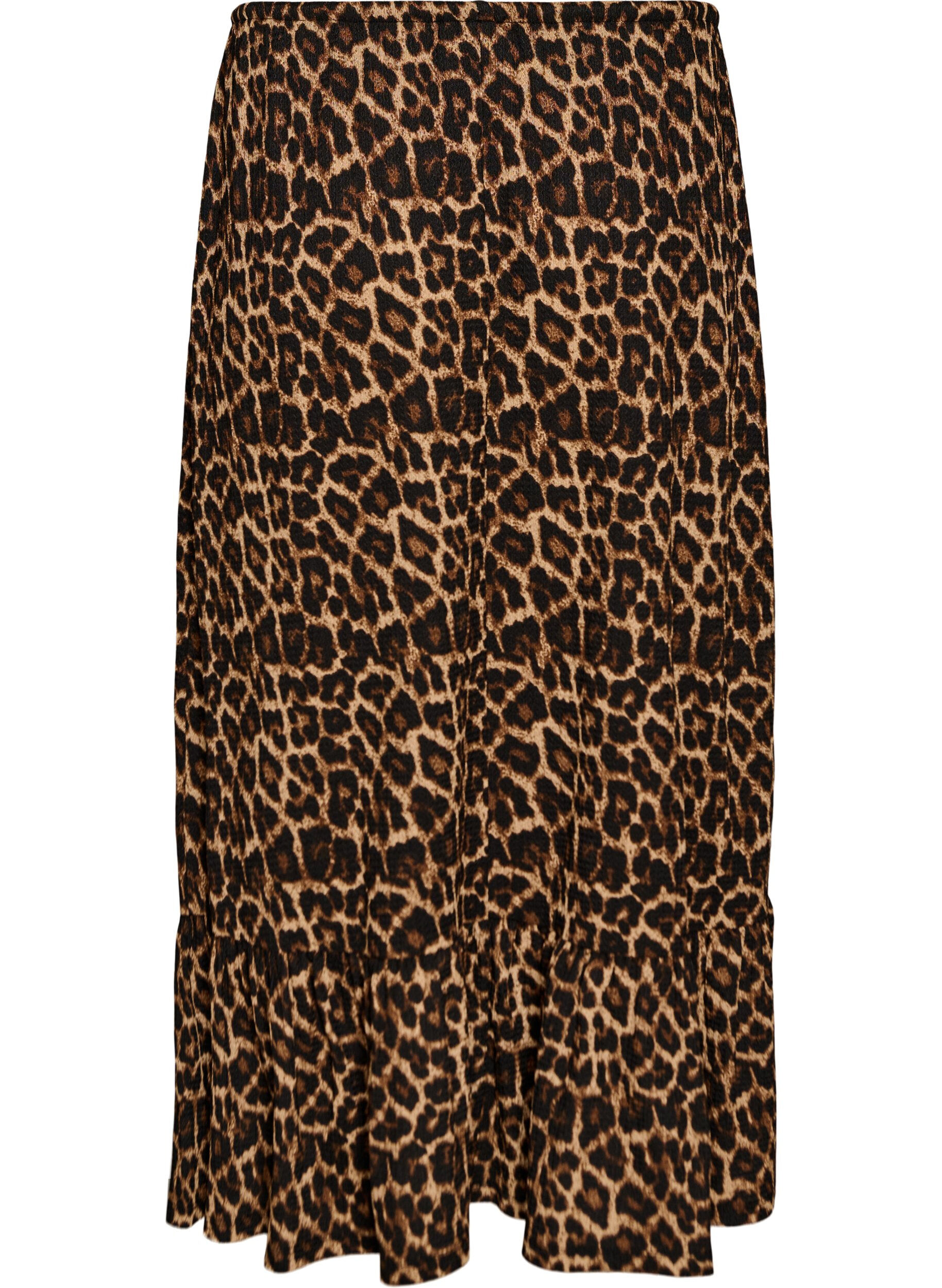 Zizzi Langt skj&oslash;rt med knytebelte og volangkant, Svart, Packshot image number 1