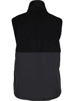 Zizzi Kort vest med teddy og glidelås, Black, Packshot image number 1