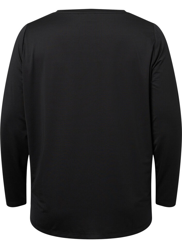 Langermet treningsbluse med struktur, Black, Packshot image number 1