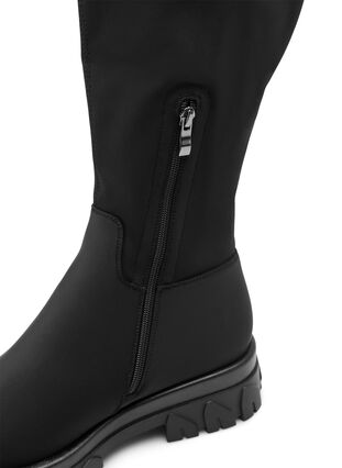 Lange vidde passform støvler med strekk, Black, Packshot image number 4