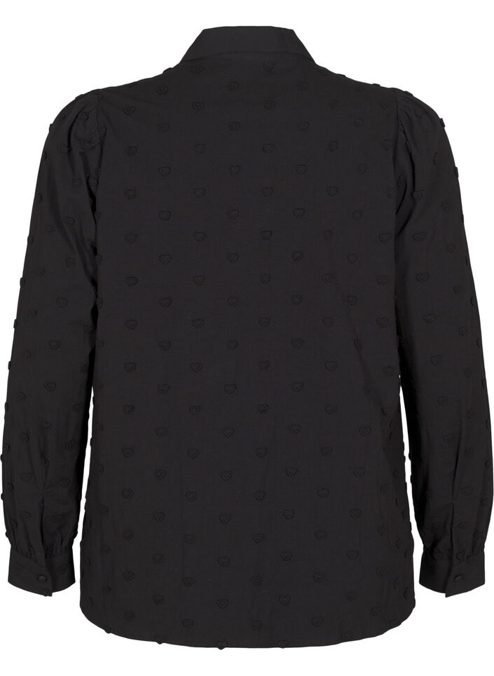 Skjorte med krage og påsydde hjerter, Svart, Packshot image number 1