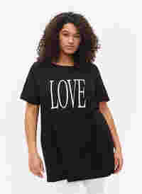 Oversized T-skjorte med trykk, Black W. Love, Model