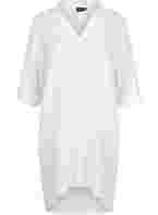 Kjole med V-hals og krage, White