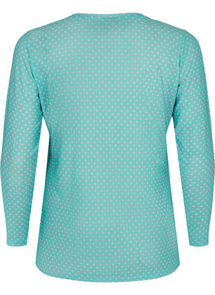 Mesh bluse med mønster, Green Dot, Packshot image number 1