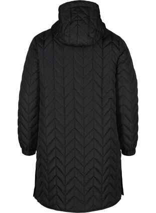 Quiltet jakke med hette, Black, Packshot image number 1