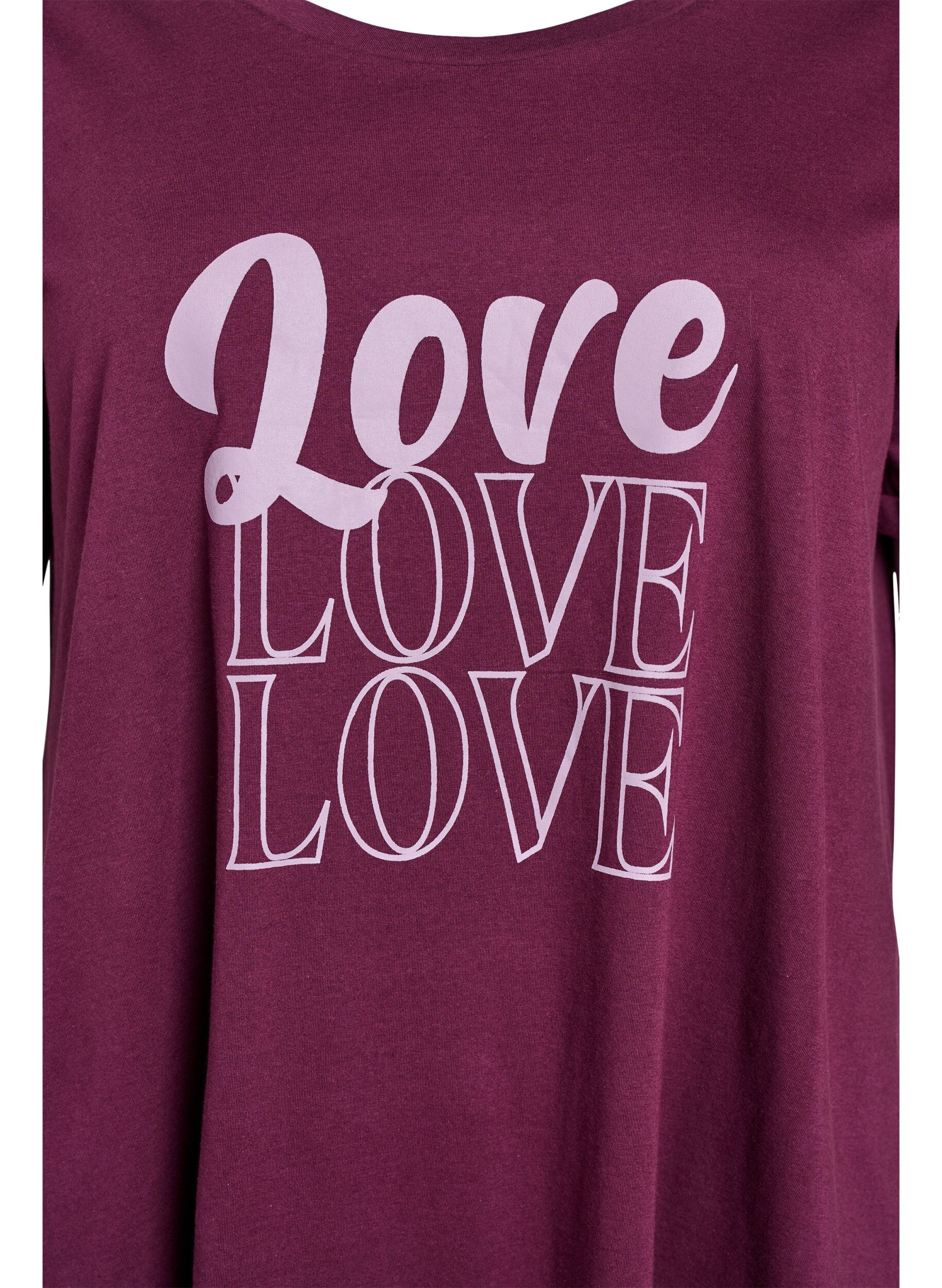 ZizziKortermet nattkjole i &oslash;kologisk bomull, M&oslash;rk Bordeaux, Packshot image number 2