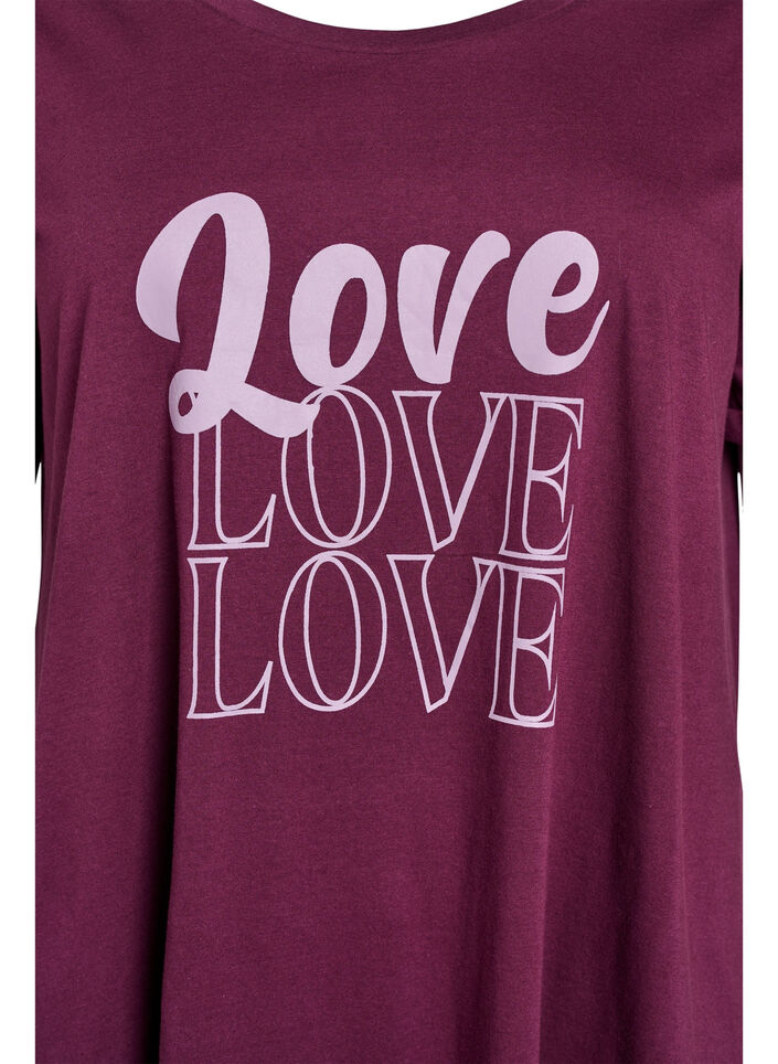 Kortermet nattkjole i &oslash;kologisk bomull, M&oslash;rk Bordeaux, Packshot image number 2