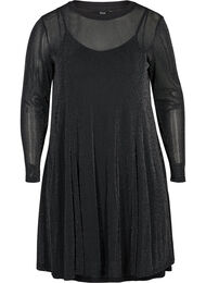 Langermet kjole med glimmer, Black