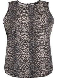 Ermeløs denimtopp med leopardmønster, Leopard