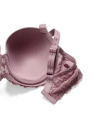 Zizzi Formet BH med blonder og glatte skåler, Rosa, Packshot image number 5