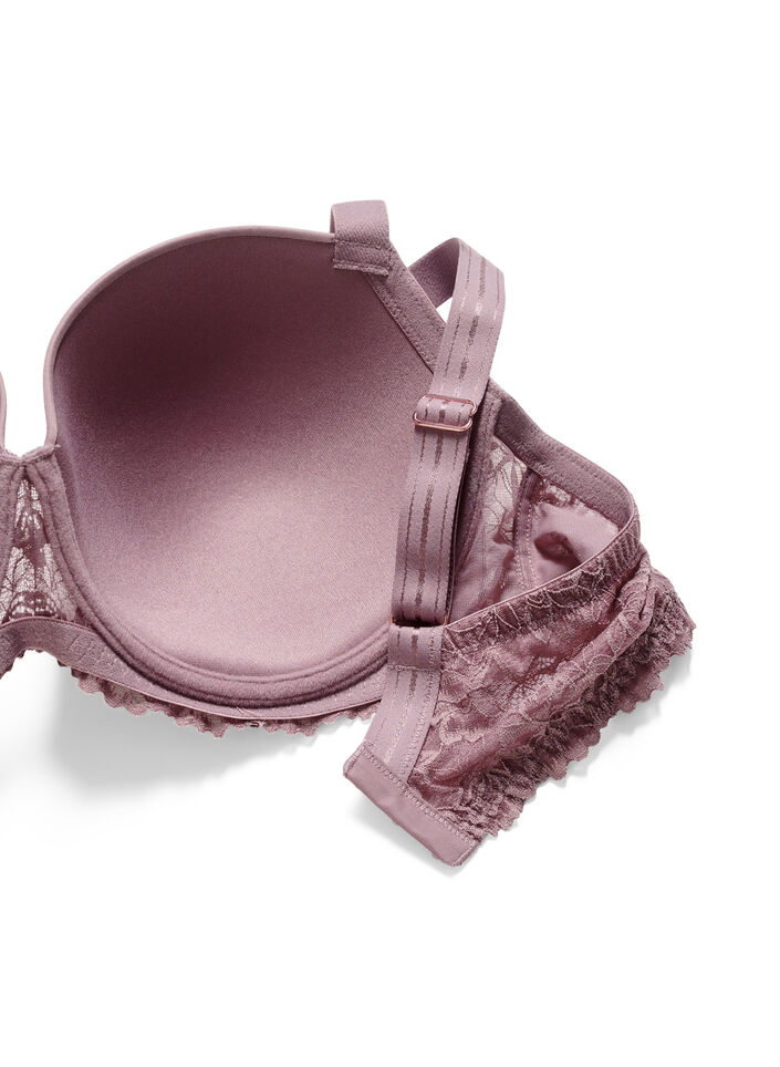 Formet BH med blonder og glatte skåler, Rosa, Packshot image number 5