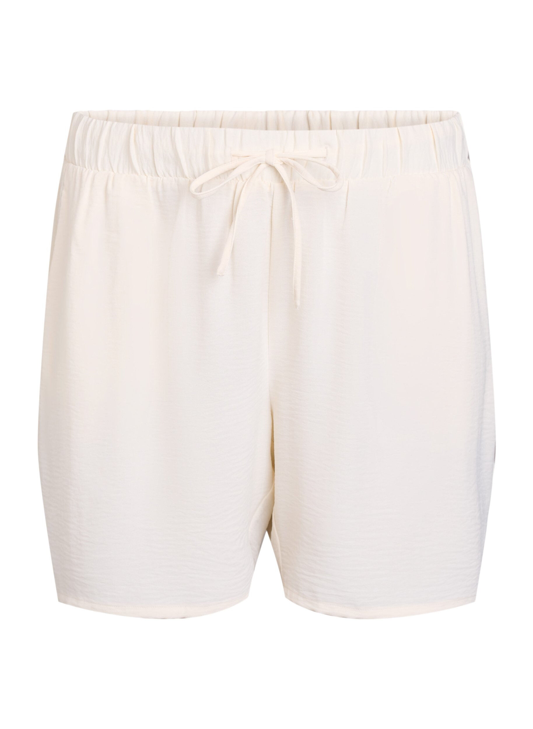 Zizzi Shorts med lommer og elastisk linning, Vanilje, Packshot image number 0
