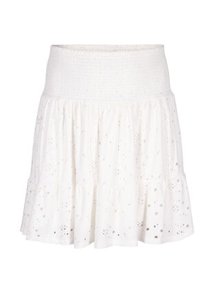 Zizzi Skjørt med vaffelsøm og hullmønster, Bright White, Packshot image number 0