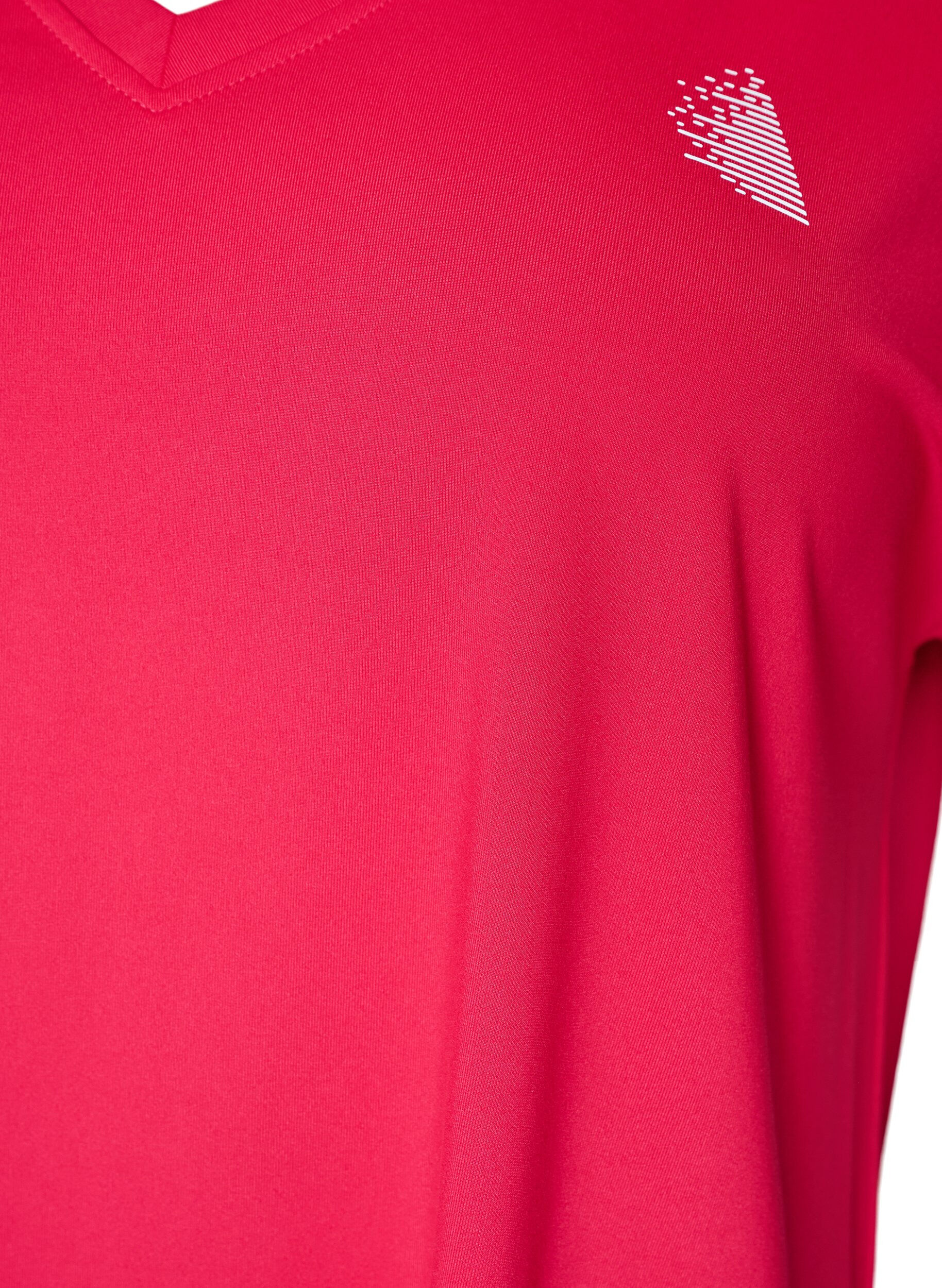 ZizziL&oslash;stsittende trenings-t-skjorte med v-hals, Rosa, Packshot image number 2