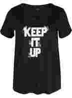 T-skjorte med trykk i bomull til trening , Black Keep