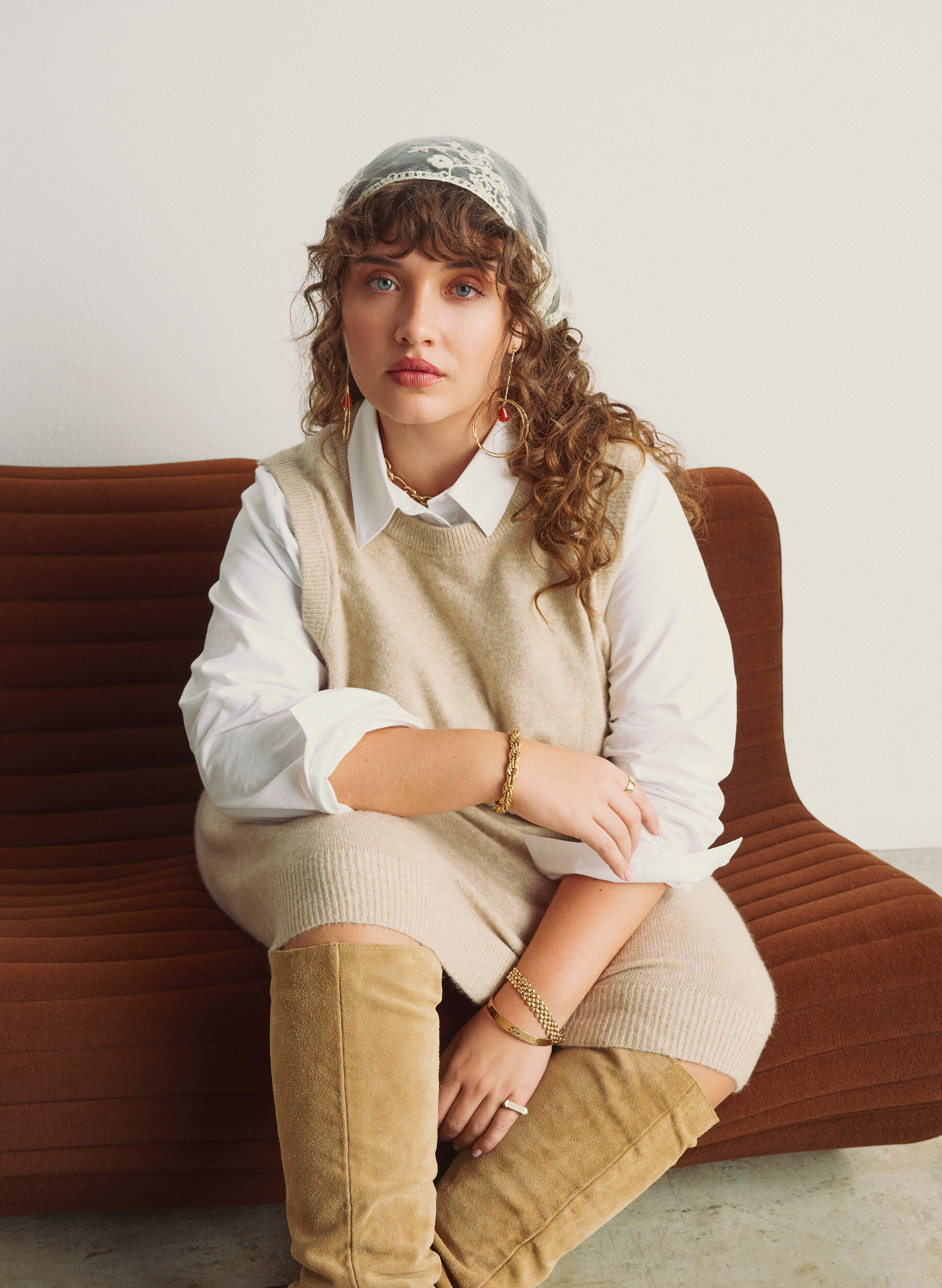 Zizzi Trekantet blondeskjerf, Beige, Image image number 0