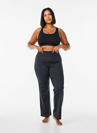 Zizzi Racerback sports-BH med kontrastpiping, Black w. Piping, Model image number 2