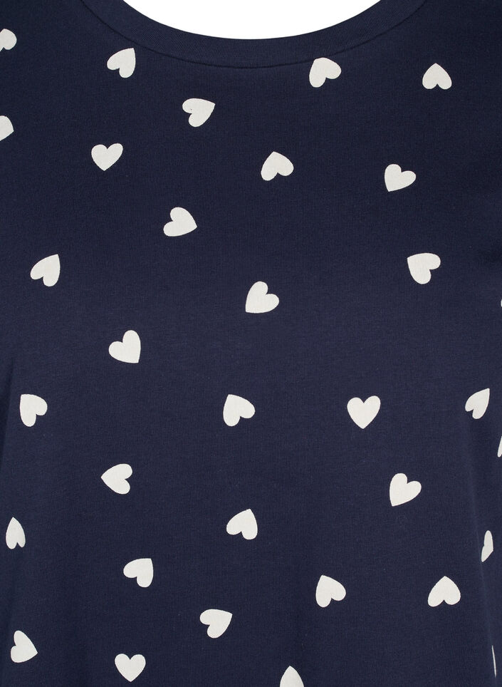 Kortermet pysjamastopp i bomull, Navy Blazer AOP, Packshot image number 2