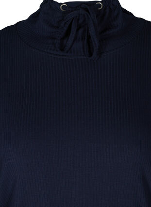 Langermet genser med høy hals og snøre, Navy Blazer, Packshot image number 2