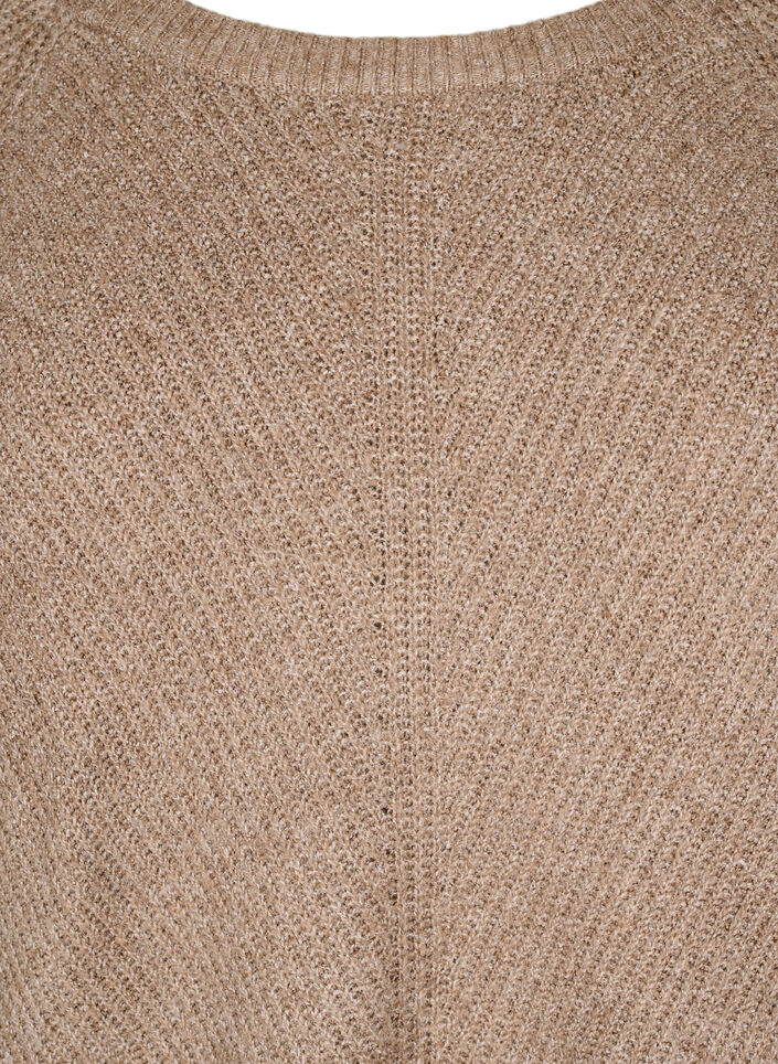 Strikket bluse med rund hals, Fossil Mel., Packshot image number 2