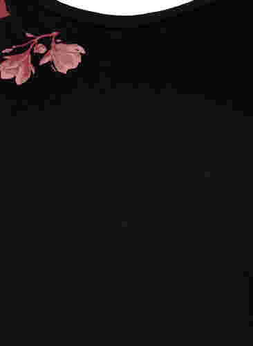 Nattkjole med blomstertrykk i bomull, Black, Packshot image number 2