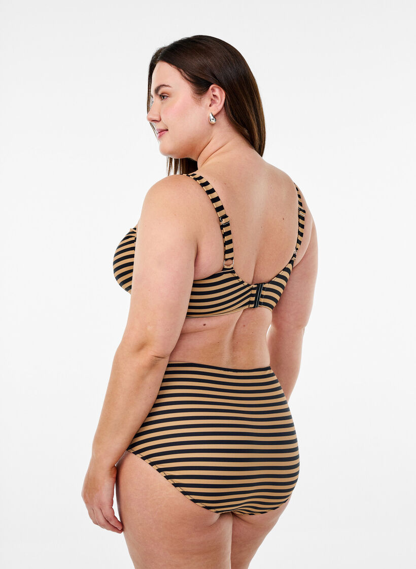 Bikinioverdel med bøyle og mønster, Brun, Model image number 2