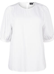 Viskosebluse med 1/2-ermer, Bright White