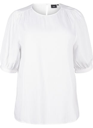 Zizzi Viskosebluse med 1/2-ermer, Bright White, Packshot image number 0