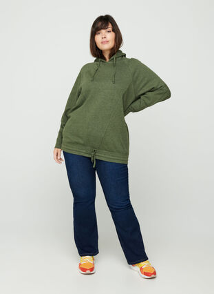 Sweatshirt med justerbar bunn, Rifle Green Mel., Model image number 2
