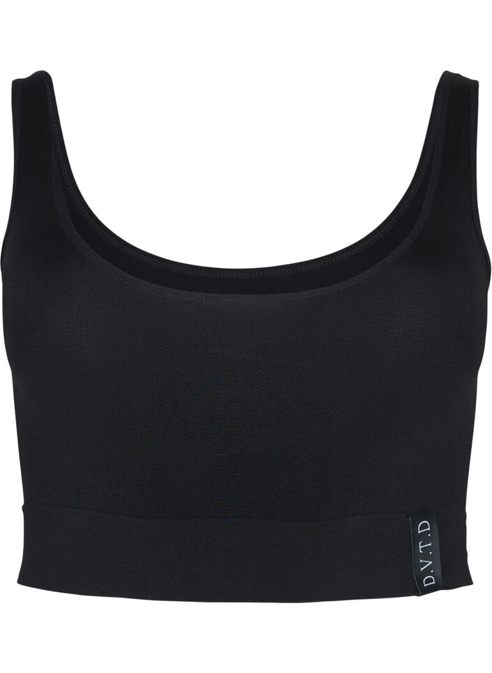 Sømløs BH med rund hals, Black, Packshot image number 0