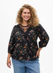 Bluse med 3/4 ermer og blondedetaljer, Svart, Model image number 0