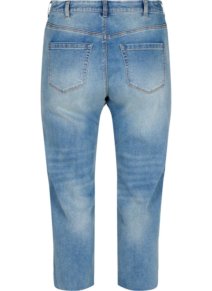 7/8-lengde jeans med rå kanter og høyt liv, Blå, Packshot image number 1
