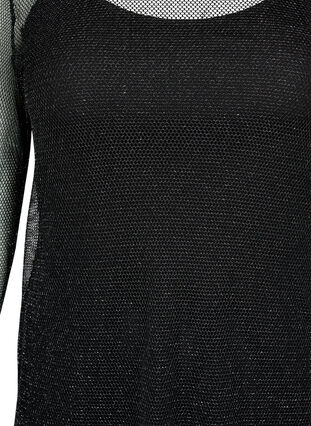 Langermet kjole i netting, Black w. Silver, Packshot image number 2