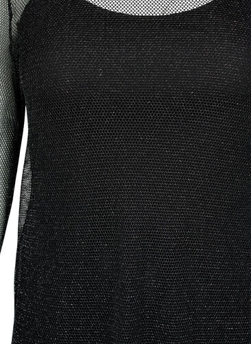 Langermet kjole i netting, Black w. Silver, Packshot image number 2