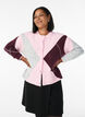 Cardigan med argylemønster og rund hals, Rosa, Model image number 0