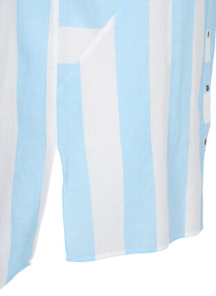 Stripete bomullskjorte med 3/4-ermer, Blue Bell Stripe, Packshot image number 3