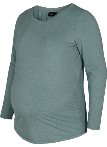 Basisbluse til gravide med lange ermer, Silver Pine, Packshot image number 0
