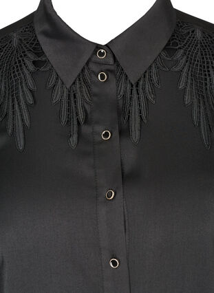 Tunika med knapper og feminine detaljer, Black, Packshot image number 2