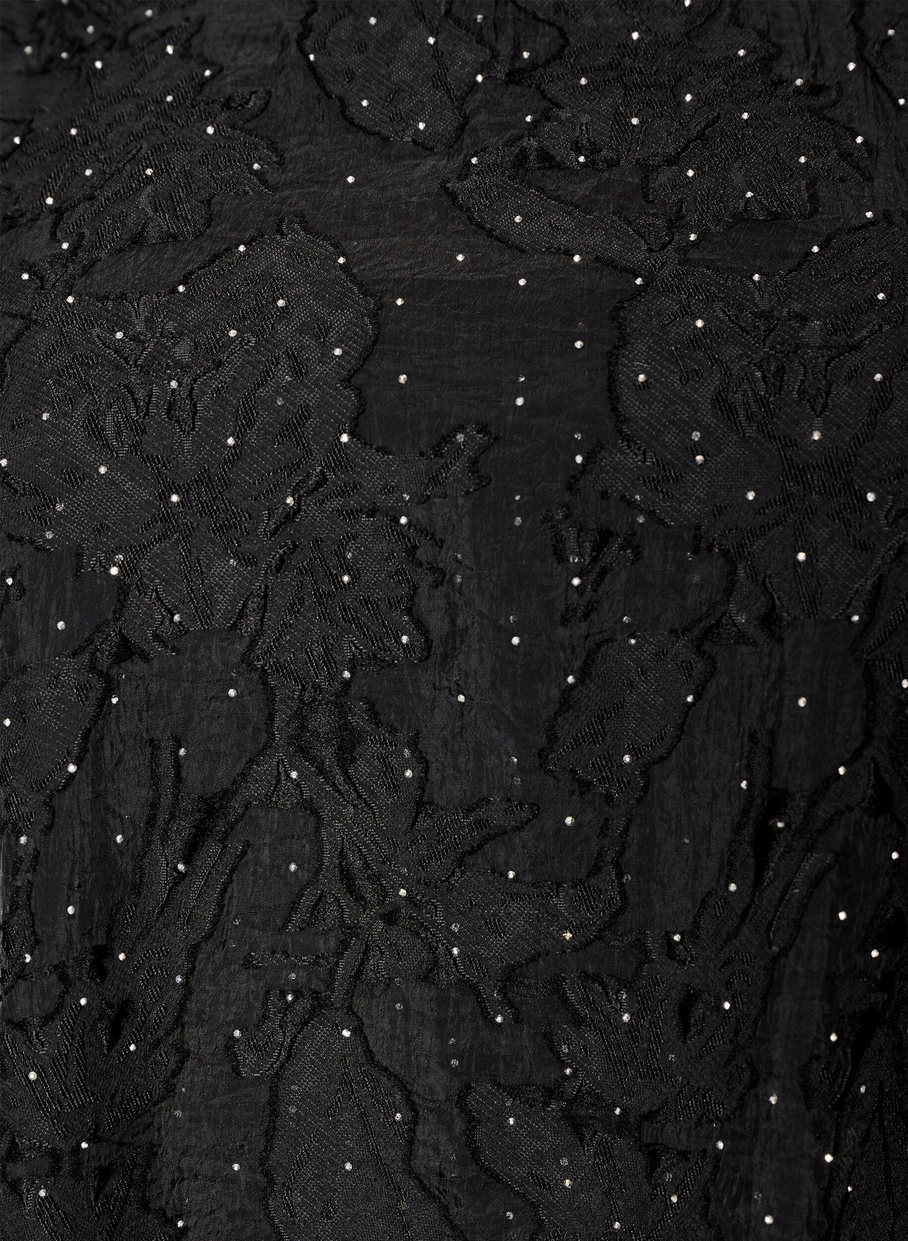 ZizziJacquard bluse med glitrende detaljer og puffede ermer, Svart, Packshot image number 2