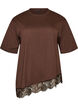 T-skjorte med asymmetrisk blondekant, Brun, Packshot image number 0