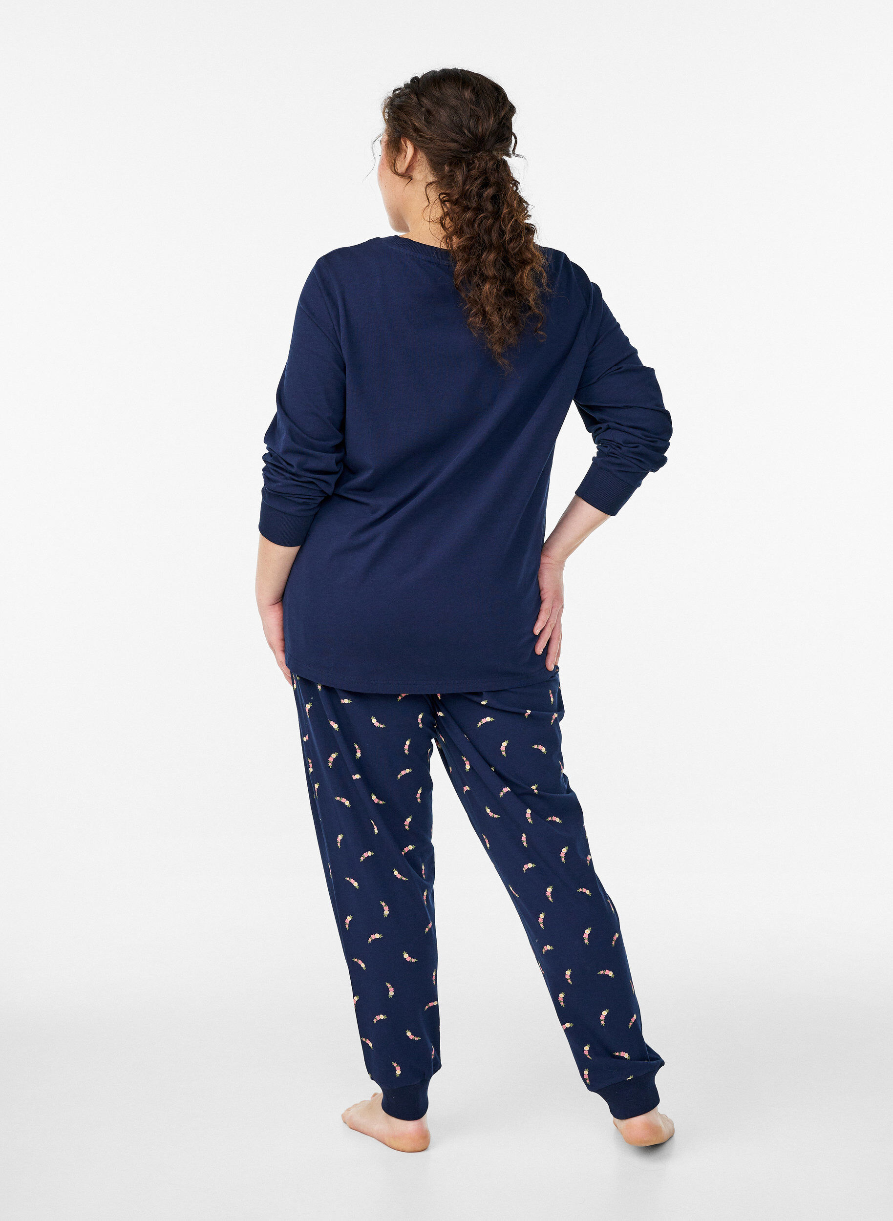ZizziTrykte pyjamasbukser, Bl&aring;, Model image number 1
