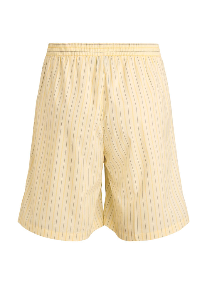Stripete shorts med h&oslash;y midje og loose fit, Gul, Packshot image number 1