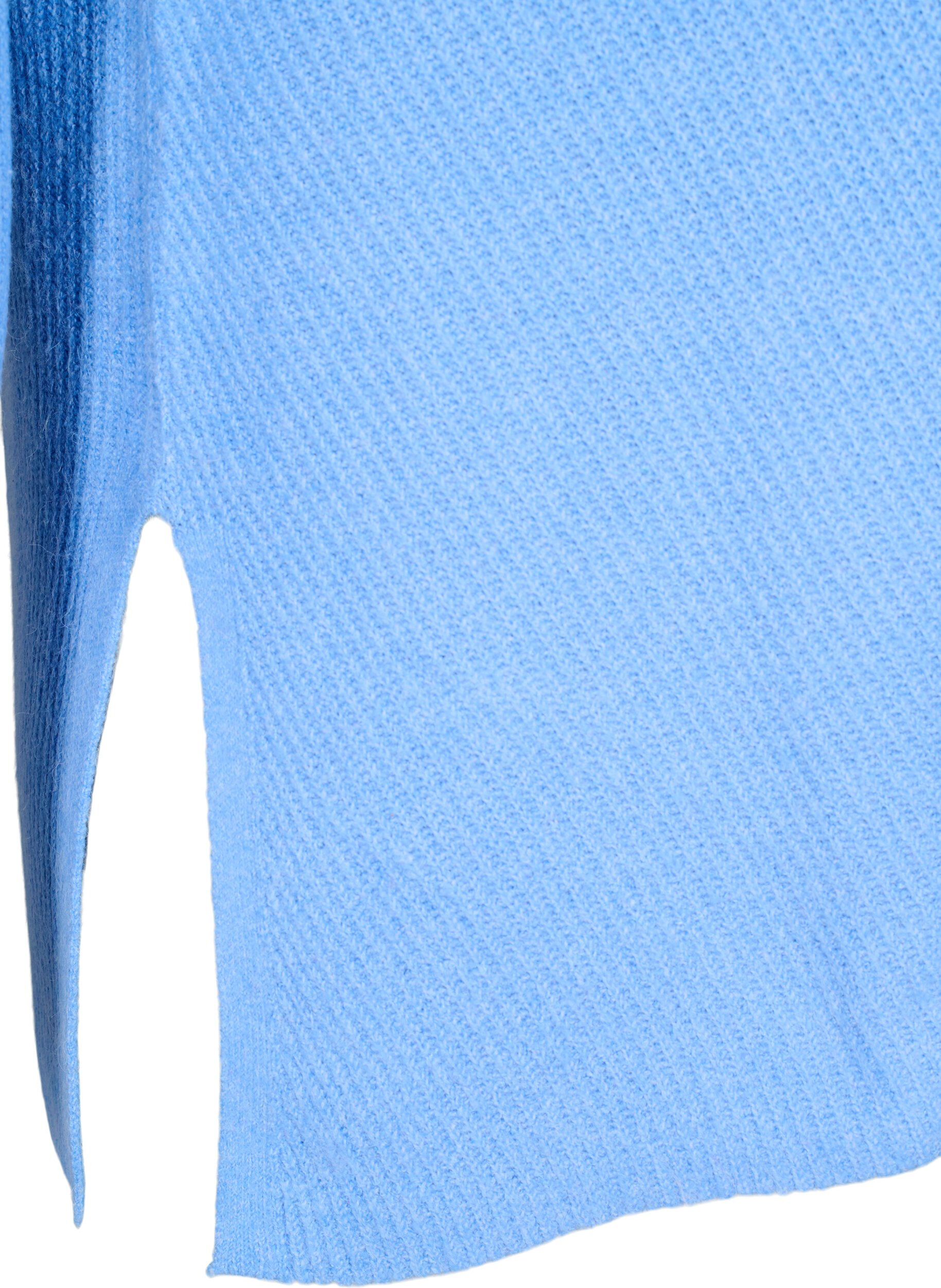 Zizzi Strikket bluse med rund hals, Della R. Blue Mel., Packshot image number 3