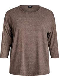 FLASH – Jersey bluse med 3/4 ermer, Brun FLASH – Jersey bluse med 3/4 ermer